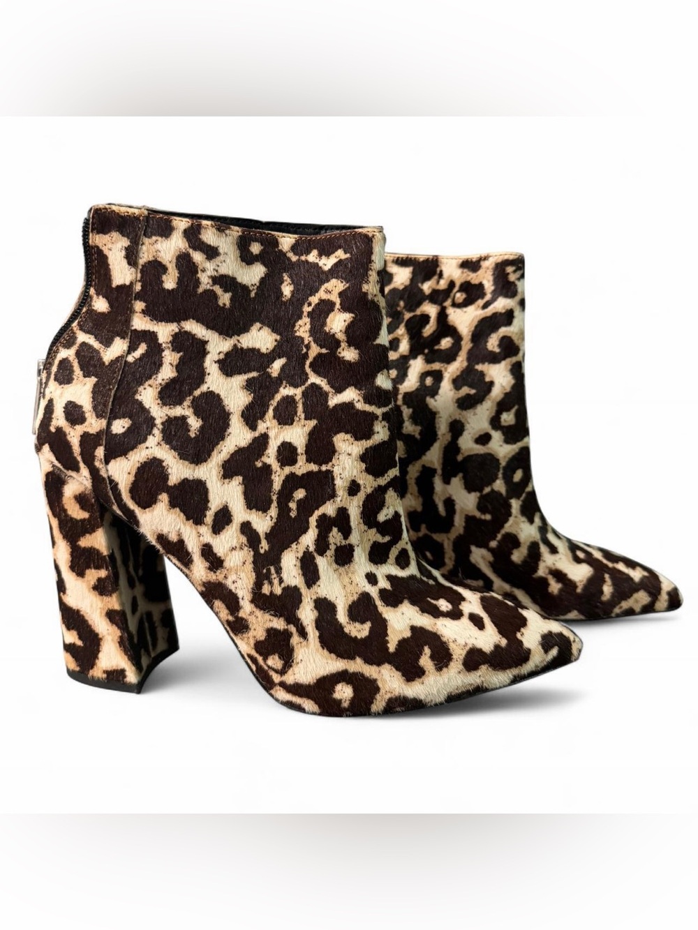 Charles David Leopard Print Block Heel Ankle Boots - Brown/Beige